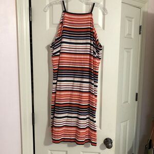 Tommy‎ Hilfiger Tank Dress Sundress Linen Blend Orange Blue White Striped…